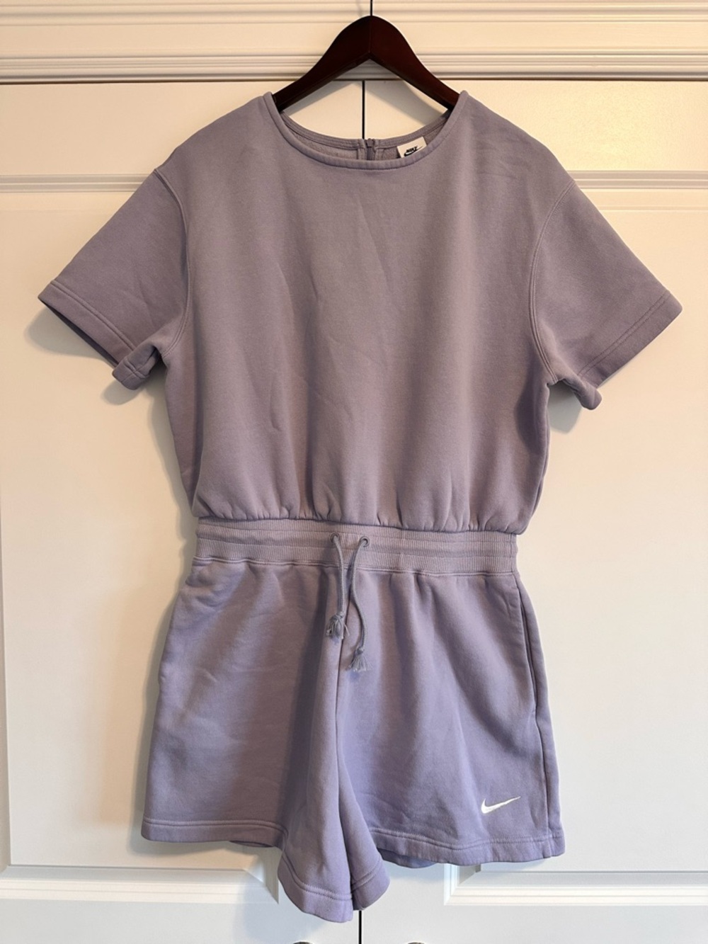 Nike Lavender Short Sleeve Romper with Drawstring Waist